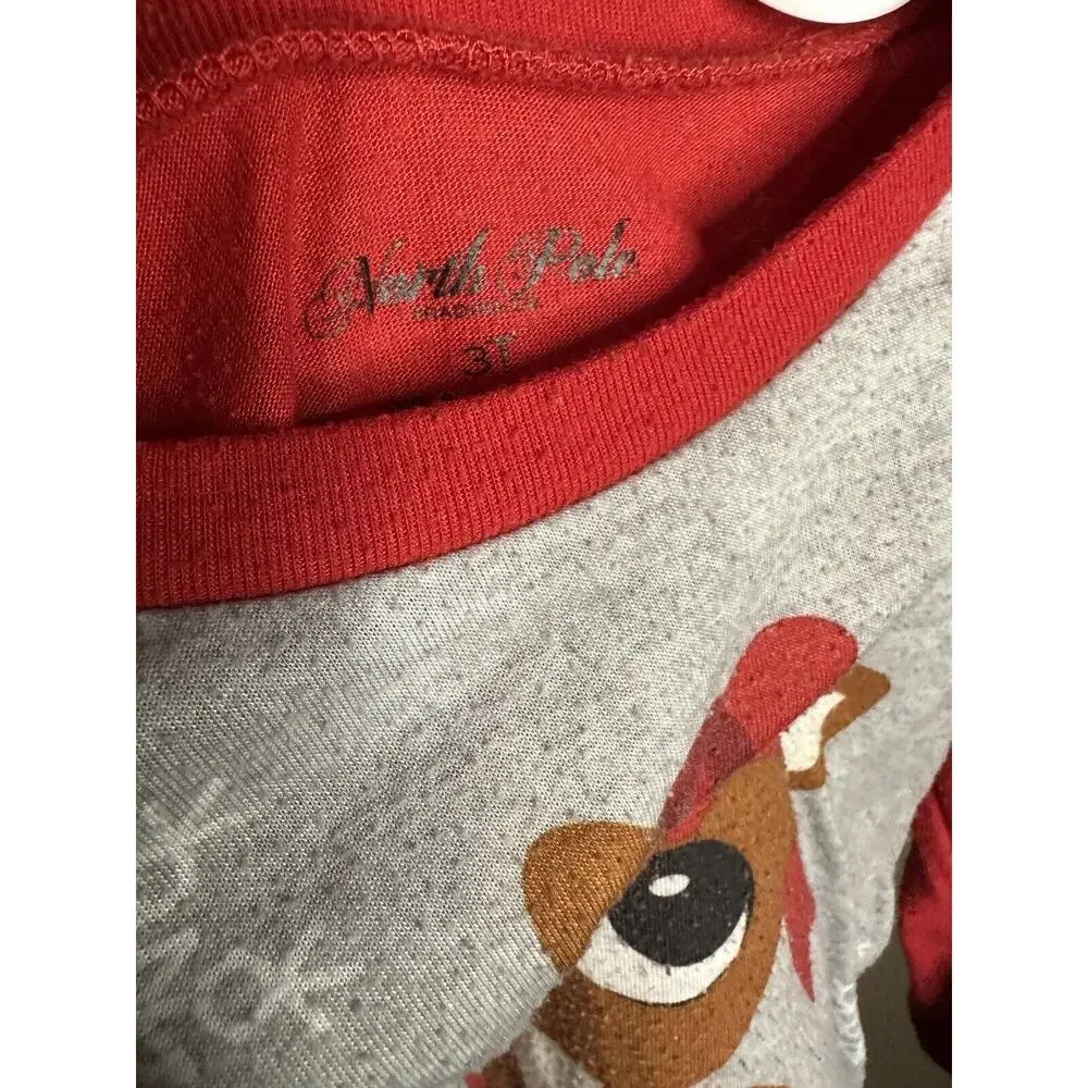 Toddler Girls Red Plaid Rudolph Red Nosed Reindeer Christmas Pajama Set 3T